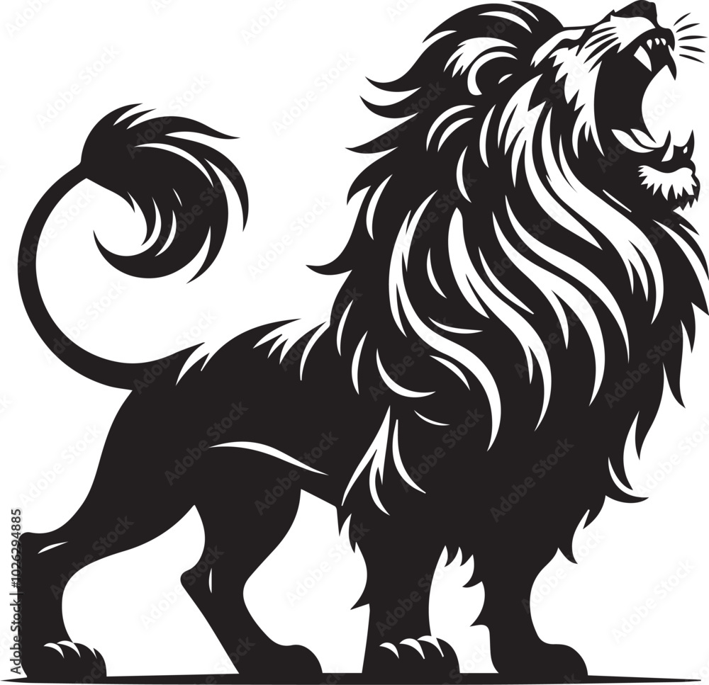Lion roar silhouette black vector Lion roar silhouette black vector