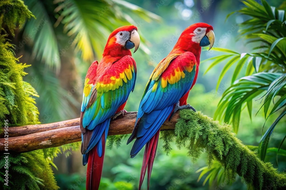 Colorful Parrots in Dense Jungle - Vibrant Wildlife Photography Colorful Parrots in Dense Jungle - Vibrant Wildlife Photography