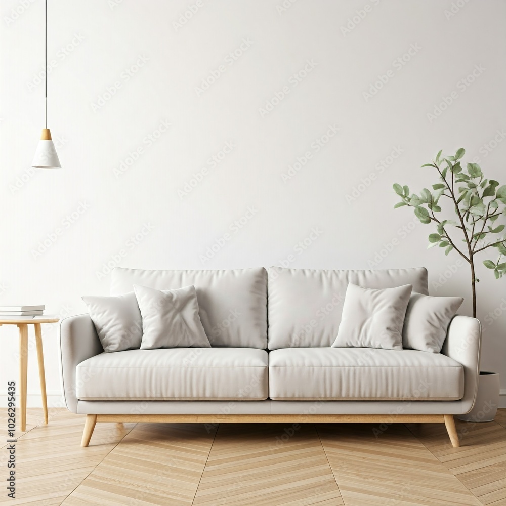 sofa in a room with text area