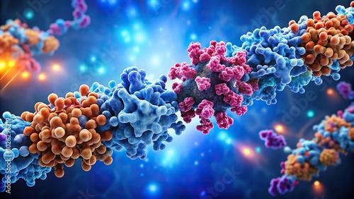 Molecular model of epidermal growth factor receptor in inactive and active forms with shallow depth of field photo