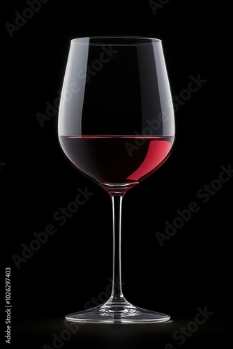 Red Wine Glass with Brand Label on Dark Textured Surface