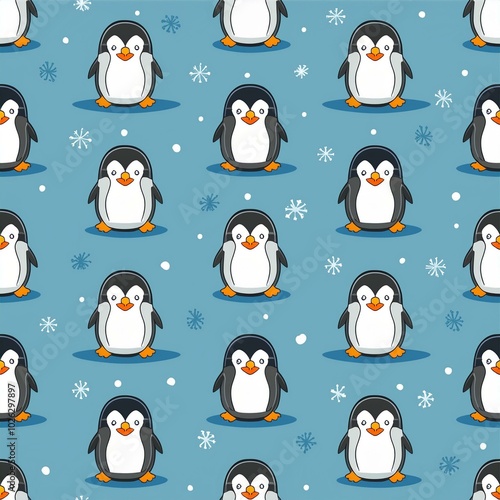 Cute penguin cartoon seamless pattern 