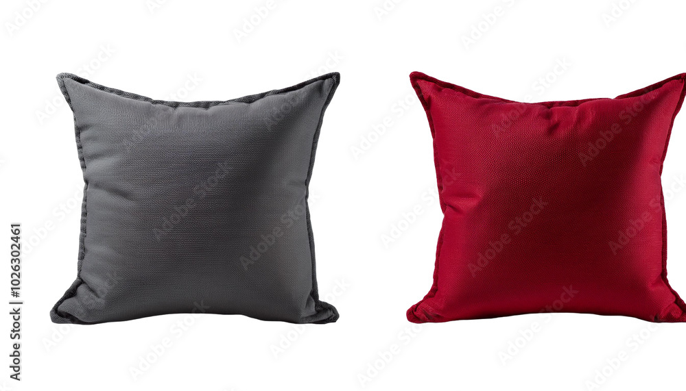 2 Collection set of red maroon grey gray blank cushion pillow cover, front side lying view 2 Collection set of red maroon grey gray blank cushion pillow cover, front side lying view