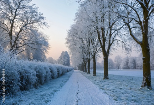 Snow covered tree, christmas winter