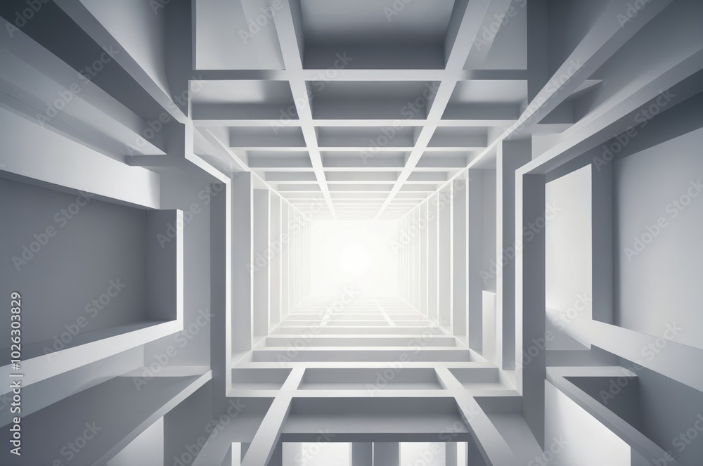 Obraz premium Abstract geometric structure in minimalist design with perspective