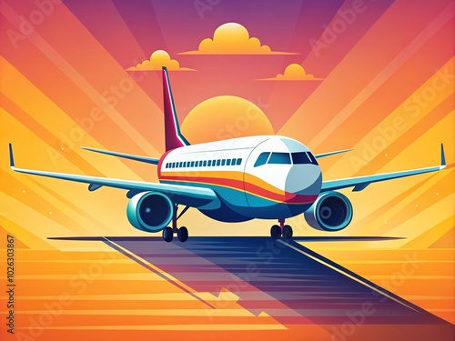 Flat Style Airplane Vector Illustration for Modern Product Photography