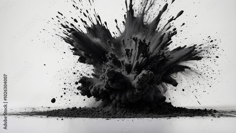Bright Black and Colorful paint powder explosion isolated on white background. Bright Black and Colorful paint powder explosion isolated on white background.
