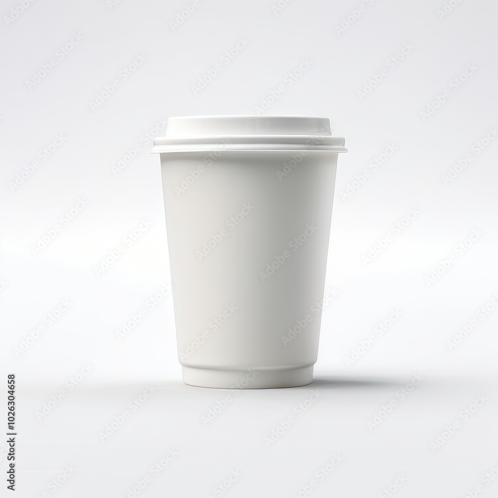 A plain white disposable coffee cup on a light background, ideal for beverages. A plain white disposable coffee cup on a light background, ideal for beverages.