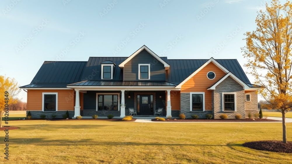 Modern Black Farmhouse with White Trim - Stunning Real Estate Photography for Curb Appeal and Home Design Modern Black Farmhouse with White Trim - Stunning Real Estate Photography for Curb Appeal and Home Design