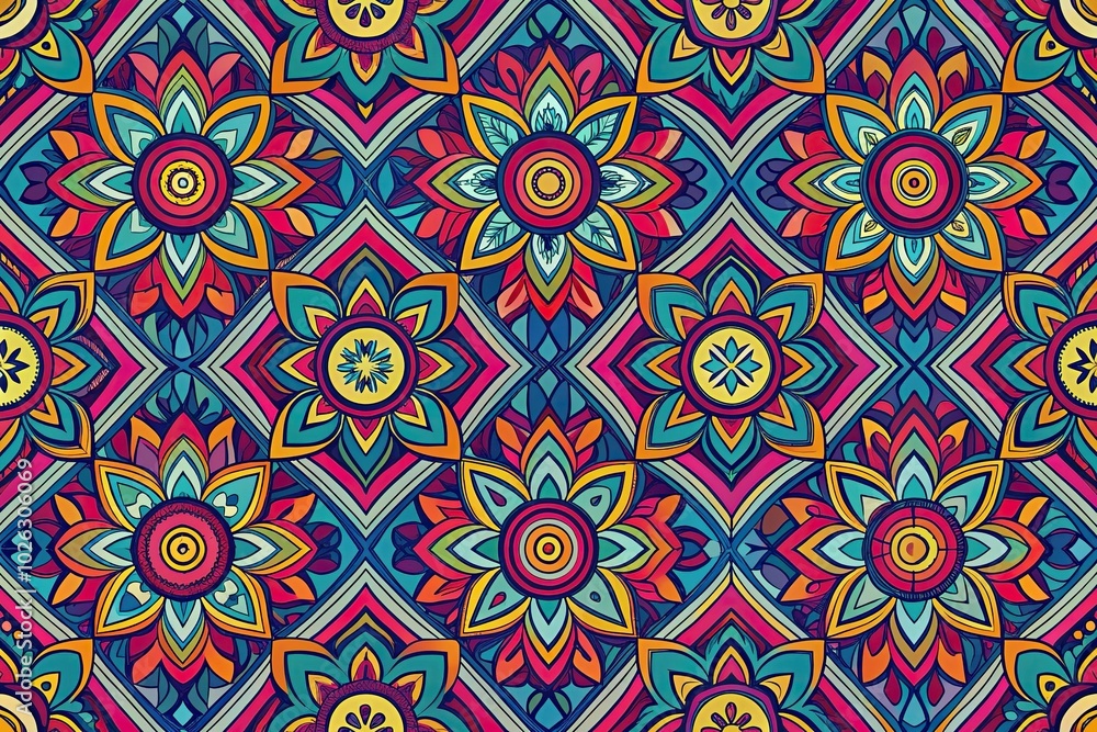 Modern colorful seamless pattern with funky shapes