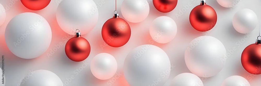 red and white Christmas balls on snow bokeh background red and white Christmas balls on snow bokeh background
