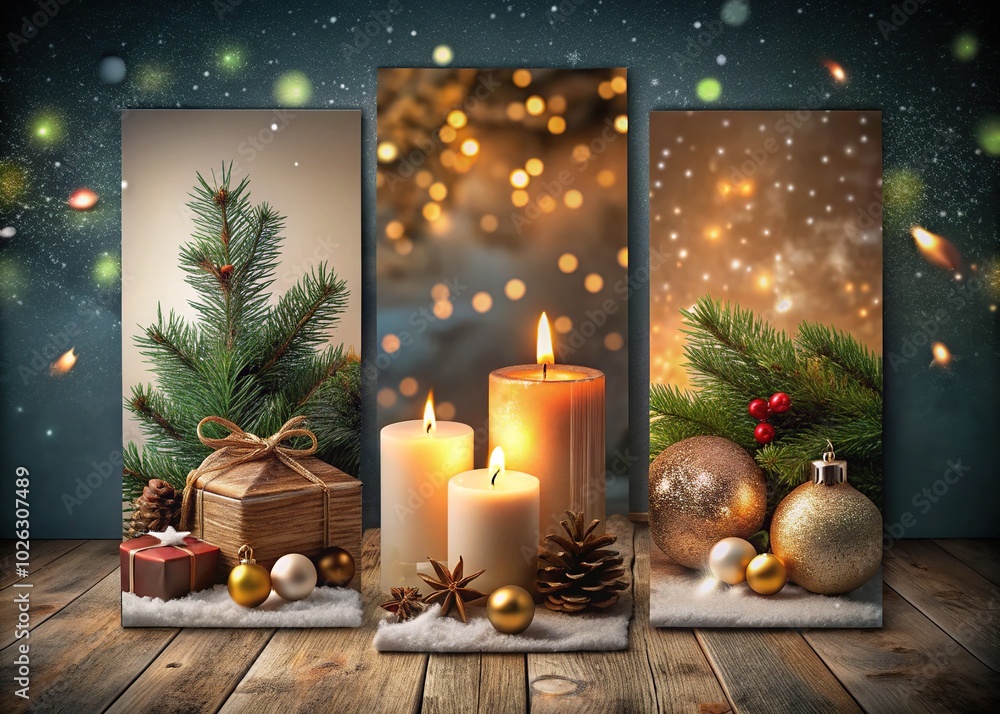 Happy Holidays Greeting Cards with Scented Candles and Festive Decor for New Year Celebrations Happy Holidays Greeting Cards with Scented Candles and Festive Decor for New Year Celebrations