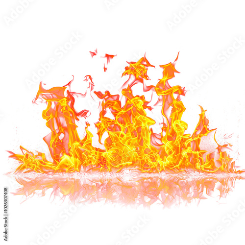 Fiery flames dance on transparent background. PNG