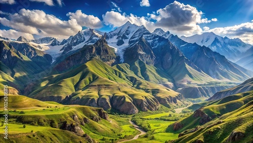 Mountain landscape in the North Caucasus in Dagestan Panoramic photo