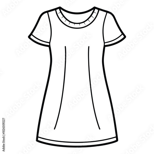 Shift Dress Line Art Illustration of a Simple Relaxed Design