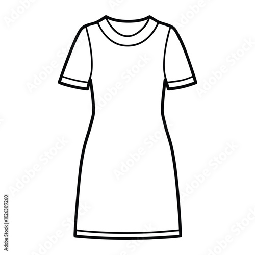 Shift Dress Line Art Illustration of a Simple Relaxed Design