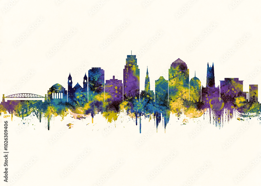 Obraz premium Durham City Skyline. Cityscape Skyscraper Buildings Landscape City Downtown Abstract Landmarks Travel Background Modern Art Architecture Business View Building Corporate