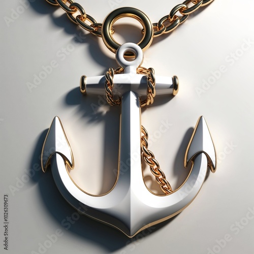 14k white gold anchor chain nautical inspired design photo