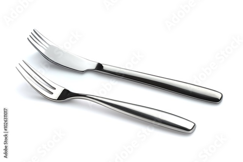 silver fork and knife isolated on a transparent background