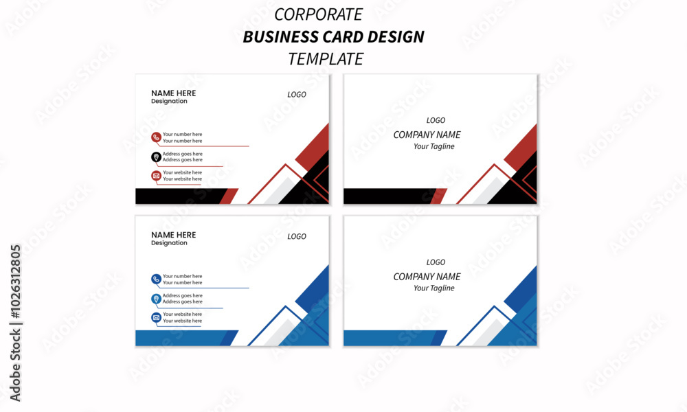 professional modern and minimal business card design, blue business card, red business identity card professional modern and minimal business card design, blue business card, red business identity card