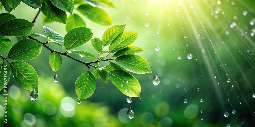 Nature green leaves with raindrop background texture Nature green leaves with raindrop background texture