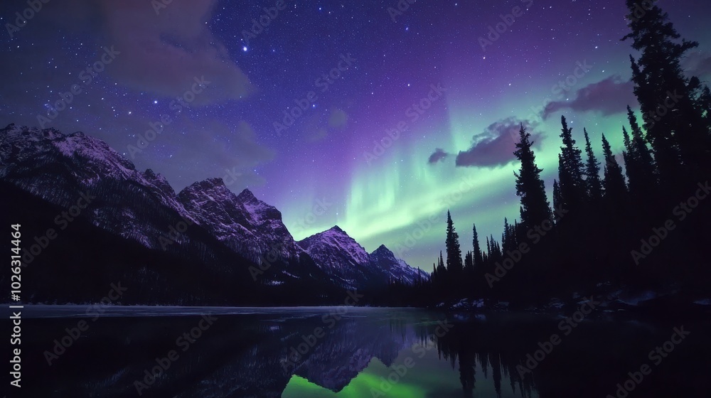 Northern Lights Over Mountain Lake Northern Lights Over Mountain Lake