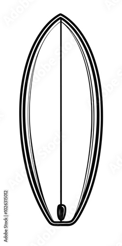Obraz na płótnie vector outline of a surfboard on a white background for a coloring book w salonie