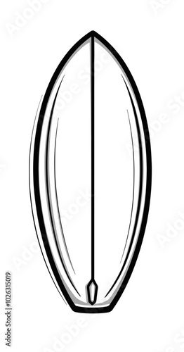 Obraz na płótnie vector outline of a surfboard on a white background for a coloring book w salonie