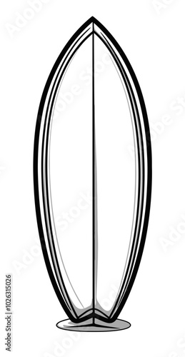 vector outline of a surfboard on a white background for a coloring book