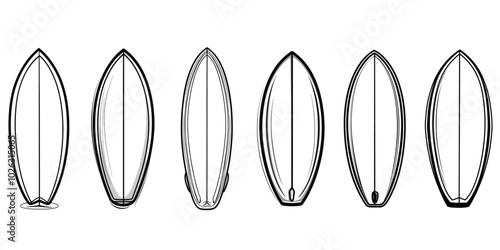 Obraz na płótnie set of several vector surfboard outlines on a white background for coloring w salonie