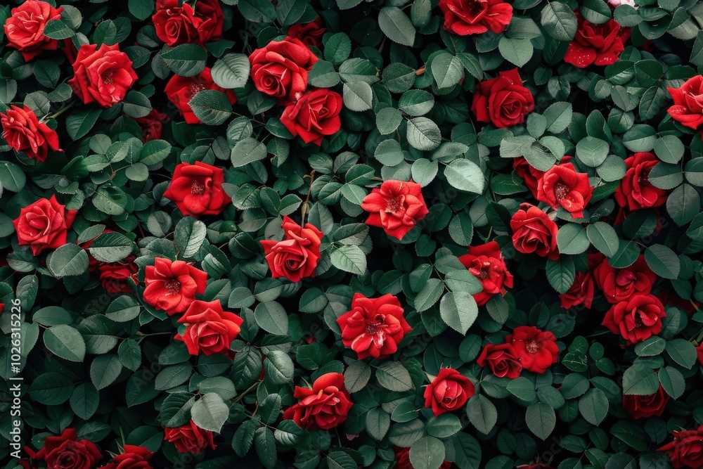 A close up of a bunch of red roses, generative ai image A close up of a bunch of red roses, generative ai image