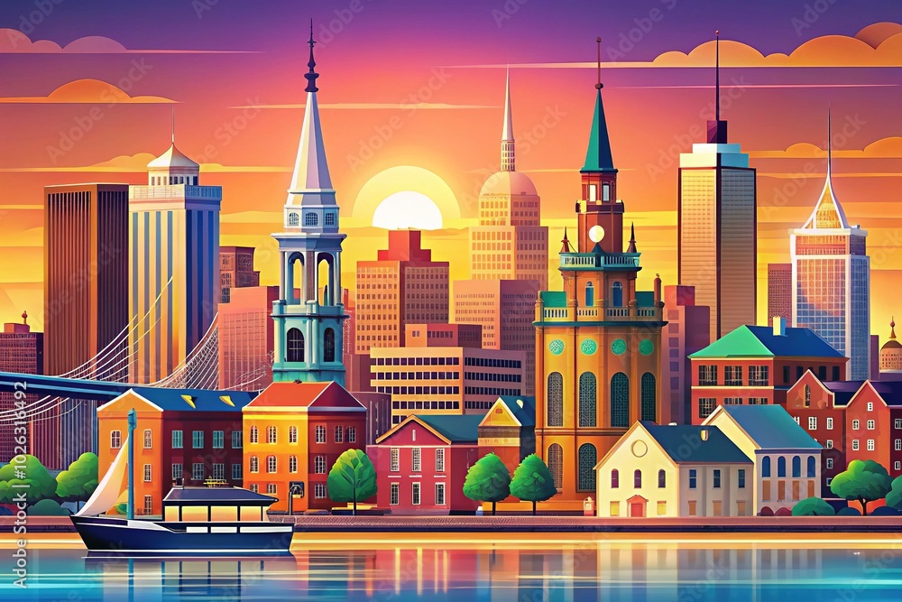 Fototapeta premium Newport City Skyline Vector Silhouette Illustration for Urban Aesthetic and Travel Enthusiasts