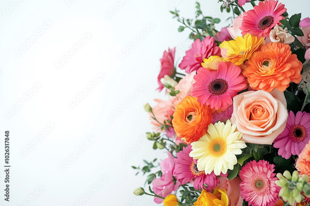Vibrant Floral Arrangement on White Background Vibrant Floral Arrangement on White Background