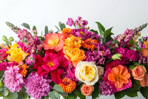 Wallpaper Mural Vibrant Floral Arrangement on White Background Torontodigital.ca