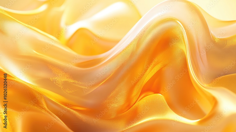 3D Abstract Golden Waves in Fluid Style 3D Abstract Golden Waves in Fluid Style
