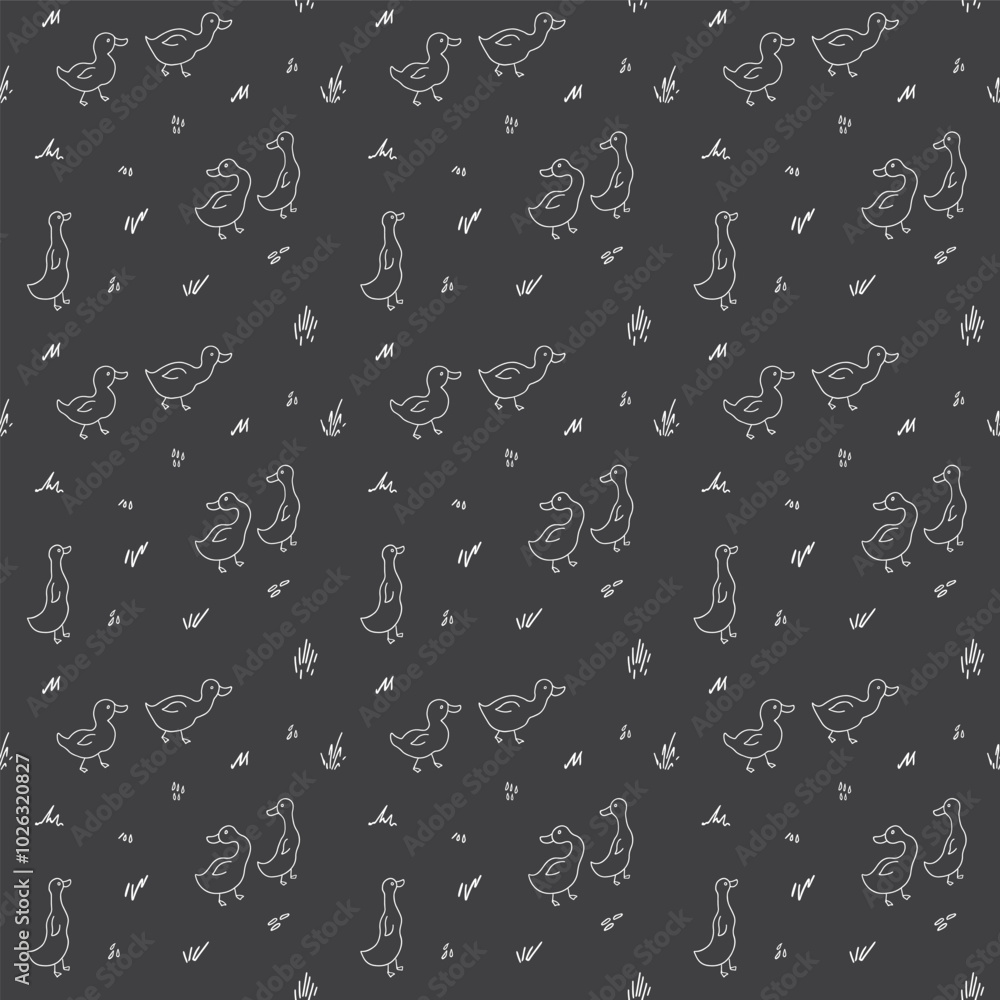 Cute Cartoon Duck Seamless Pattern, Vector Illustration Background Cute Cartoon Duck Seamless Pattern, Vector Illustration Background