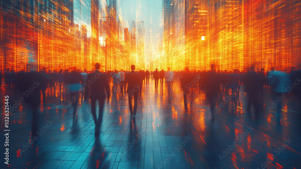 Obraz premium dynamic abstract motion blur image conveying energy and innovation, blending vibrant colors to symbolize progress, creativity, and the fast-paced nature of modern business environments