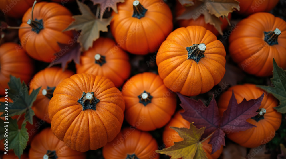 Festive Halloween Jack-O’-Lantern Pumpkins in Fall Leaves - Autumn Halloween Decoration and Carving Ideas Festive Halloween Jack-O’-Lantern Pumpkins in Fall Leaves - Autumn Halloween Decoration and Carving Ideas