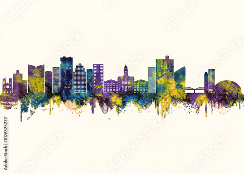 Obraz na płótnie Fort Worth City Skyline. Cityscape Skyscraper Buildings Landscape City Downtown Abstract Landmarks Travel Background Modern Art Architecture Business View Building Corporate w salonie