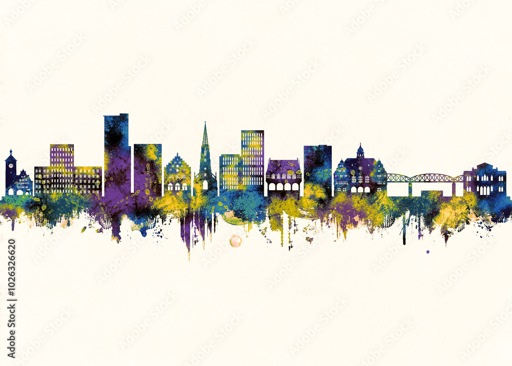 Obraz premium Freiburg City Skyline. Cityscape Skyscraper Buildings Landscape City Downtown Abstract Landmarks Travel Background Modern Art Architecture Business View Building Corporate
