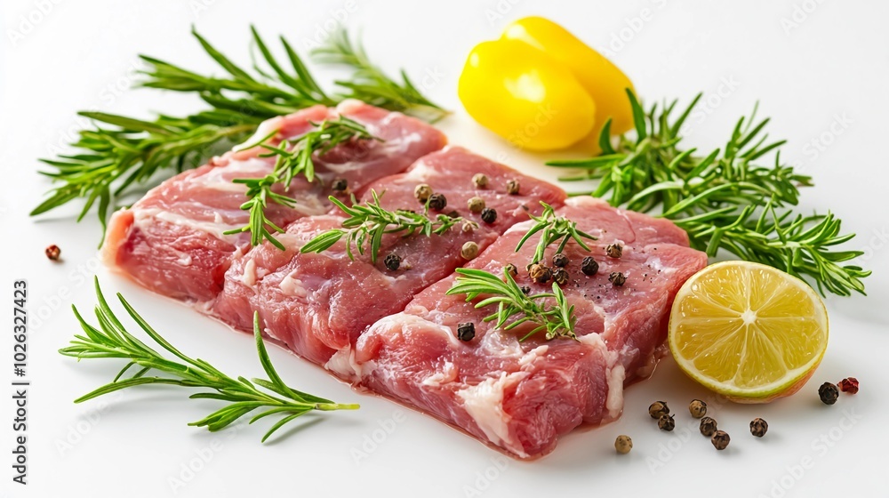 Pork meat, isolated on a clean white background Pork meat, isolated on a clean white background
