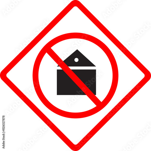 Sign prohibiting building houses or cottages vector