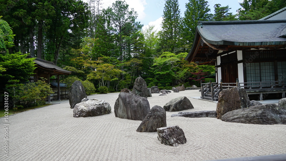 Αυτοκόλλητο Japanese rock garden in Kongobuji temple