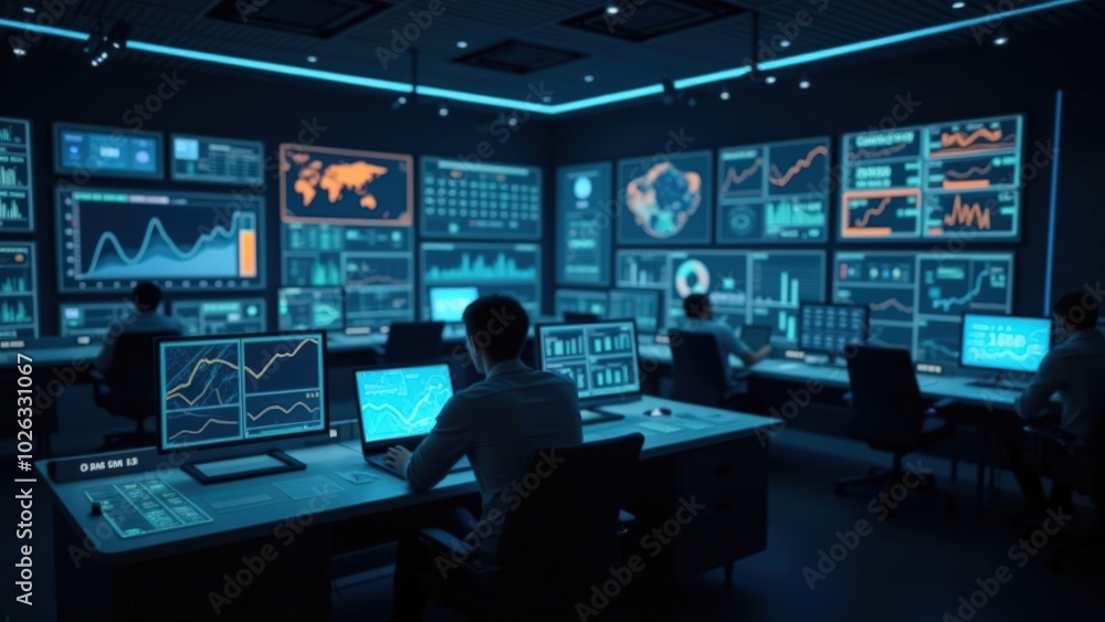 Data Analysts in a High-Tech Control Room Data Analysts in a High-Tech Control Room