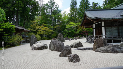 Japanese rock garden in Kongobuji temple