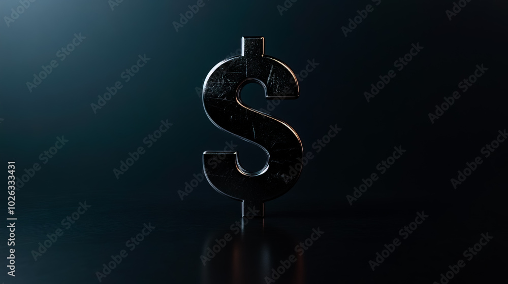 A bold US dollar sign standing upright in the center of the frame, with a sleek, metallic finish. A bold US dollar sign standing upright in the center of the frame, with a sleek, metallic finish.