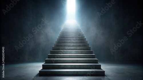 Mysterious staircase leading to glowing light