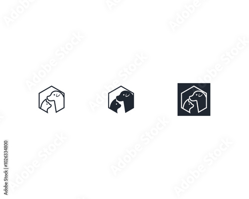Dog and cat logo design template vector, line of pet logo design suitable for pet shop, store, cafe, business, hotel, veterinary clinic, Domestic animal vector illustration logotype, sign, symbol