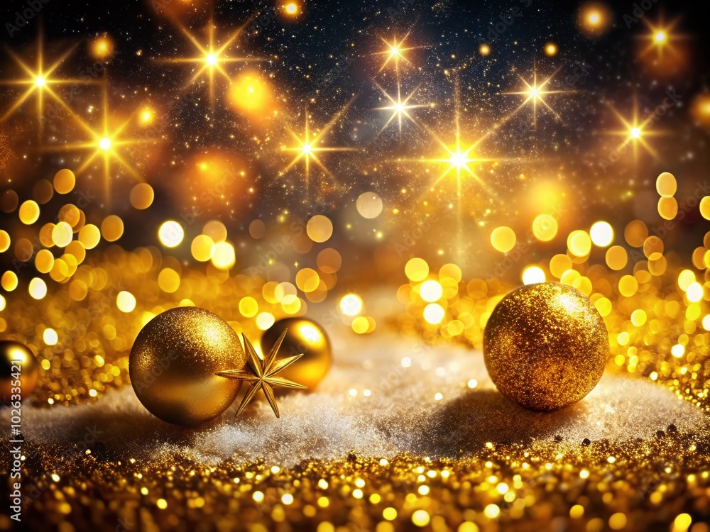Fototapeta premium Elegant Gold Christmas Background for Festive Designs, Cards, and Holiday Celebrations with Sparkling Glitter Effects