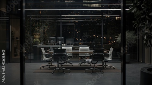 Modern Office Conference Room at Night
